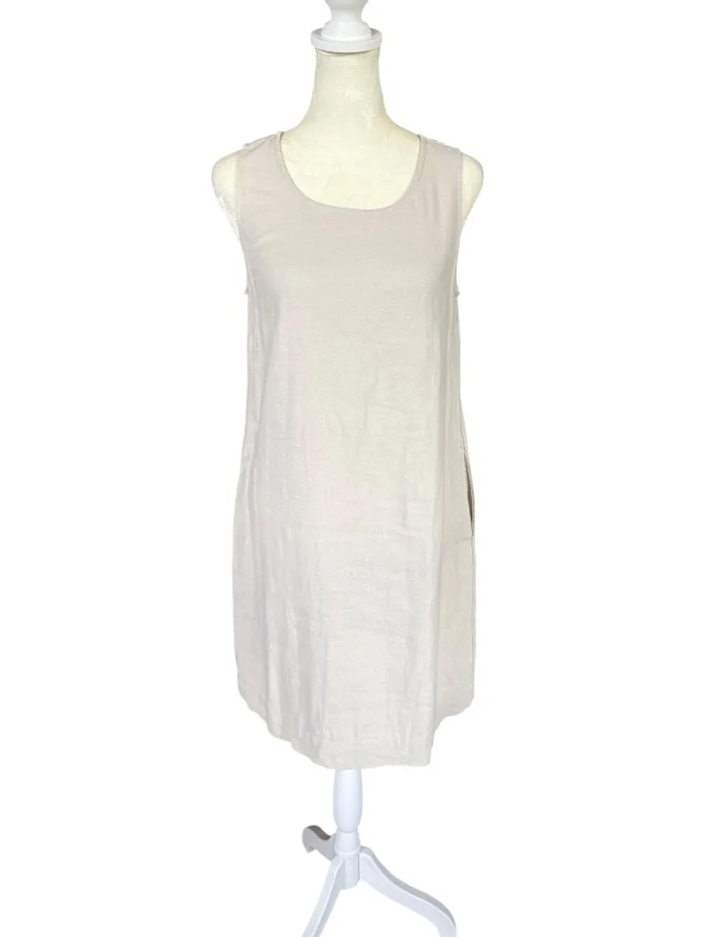 J. Crew women's linen blend sleeveless tank knee length shift dress size 2